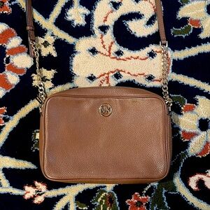 Michael Kors Fulton Large Leather Cross Body in Luggage